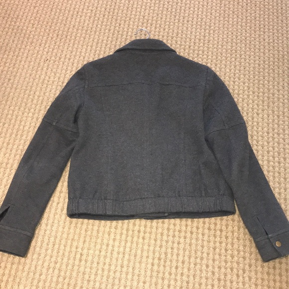 Ann Taylor Loft Cross-Zip Grey Coat with Brass - Picture 4 of 6